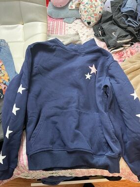 Navy Star Pullover Hoodie with White Stars